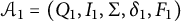 script upper A 1 equals left parenthesis upper Q 1 comma upper I 1 comma normal upper Sigma comma delta 1 comma upper F 1 right parenthesis