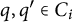 q comma q prime element of upper C Subscript i Baseline