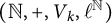 left parenthesis double struck upper N comma plus comma upper V Subscript k Baseline comma script l Superscript double struck upper N Baseline right parenthesis