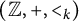 left parenthesis double struck upper Z comma plus comma less than Subscript k Baseline right parenthesis