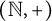 left parenthesis double struck upper N comma plus right parenthesis
