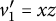 v prime 1 equals x z