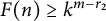 upper F left parenthesis n right parenthesis greater than or equals k Superscript m minus r 2