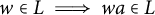 w element of upper L long right double arrow w a element of upper L