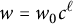 w equals w 0 c Superscript script l