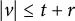 StartAbsoluteValue v EndAbsoluteValue less than or equals t plus r