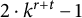 2 dot k Superscript r plus t minus 1
