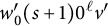 w prime 0 left parenthesis s plus 1 right parenthesis 0 Superscript script l Baseline v prime