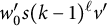 w prime 0 s left parenthesis k minus 1 right parenthesis Superscript script l Baseline v prime