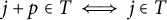 j plus p element of upper T long left right double arrow j element of upper T