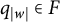 q Subscript StartAbsoluteValue w EndAbsoluteValue Baseline element of upper F