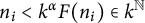 n Subscript i Baseline less than k Superscript alpha Baseline upper F left parenthesis n Subscript i Baseline right parenthesis element of k Superscript double struck upper N