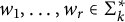 w 1 comma ellipsis comma w Subscript r Baseline element of normal upper Sigma Subscript k Superscript asterisk
