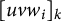 left bracket u v w Subscript i Baseline right bracket Subscript k