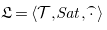 German upper L equals left angle bracket script upper T comma upper S a t comma ModifyingAbove dot With top parenthesis right angle bracket