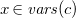 x element of v a r s left parenthesis c right parenthesis
