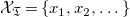 script upper X Subscript German upper T Baseline equals StartSet x 1 comma x 2 comma ellipsis EndSet