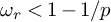 omega Subscript r Baseline less than 1 minus 1 divided by p