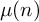 mu left parenthesis n right parenthesis