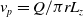 v Subscript p Baseline equals upper Q divided by pi r upper L Subscript z