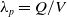 lamda Subscript p Baseline equals upper Q divided by upper V