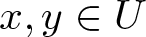 x comma y element of upper U