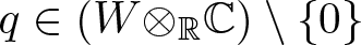 q element of left parenthesis upper W circled times RC right parenthesis backslash left brace 0 right brace
