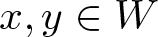 x comma y element of upper W