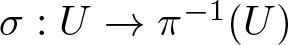 sigma colon upper U right arrow pi minus 1 left parenthesis upper U right parenthesis
