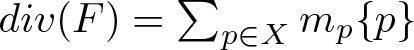div left parenthesis upper F right parenthesis equals sigma summation p element of Xmp left brace p right brace