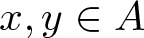 x comma y element of upper A