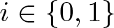 i element of left brace 0 comma 1 right brace