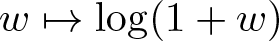 w right arrow from bar log left parenthesis 1 plus w right parenthesis