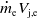 ModifyingAbove m With dot Subscript normal e Baseline upper V Subscript normal j comma normal e