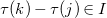 tau left parenthesis k right parenthesis minus tau left parenthesis j right parenthesis element of upper I