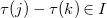 tau left parenthesis j right parenthesis minus tau left parenthesis k right parenthesis element of upper I