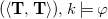 left parenthesis left angle bracket bold upper T comma bold upper T right angle bracket right parenthesis comma k true phi