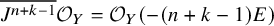 upper J Superscript n plus k minus 1 Baseline overbar script upper O Subscript upper Y Baseline equals script upper O Subscript upper Y Baseline left parenthesis minus left parenthesis n plus k minus 1 right parenthesis upper E right parenthesis