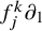 f Subscript j Superscript k partial differential Subscript 1 Baseline