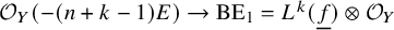 script upper O Subscript upper Y Baseline left parenthesis minus left parenthesis n plus k minus 1 right parenthesis upper E right parenthesis right arrow BE Subscript 1 Baseline equals upper L Superscript k Baseline left parenthesis f underbar right parenthesis circled times script upper O Subscript upper Y