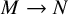 upper M right arrow upper N