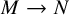 upper M right arrow upper N