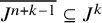 upper J Superscript n plus k minus 1 Baseline overbar subset of or equal to upper J Superscript k