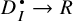 Mathematical expression D sub l with a dot above it maps to R.