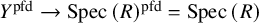 upper Y Superscript pfd Baseline right arrow upper S p e c left parenthesis upper R right parenthesis Superscript pfd Baseline equals upper S p e c left parenthesis upper R right parenthesis