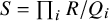 upper S equals product Underscript i Endscripts upper R divided by upper Q Subscript i