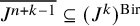 upper J Superscript n plus k minus 1 Baseline overbar subset of or equal to left parenthesis upper J Superscript k Baseline right parenthesis Superscript upper B i r