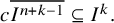 c upper I Superscript n plus k minus 1 Baseline overbar subset of or equal to upper I Superscript k Baseline period