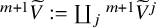 Superscript m plus 1 Baseline upper V overtilde colon equals coproduct Underscript j Endscripts Superscript m plus 1 Baseline upper V overtilde Superscript j