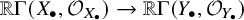 double struck upper R normal upper Gamma left parenthesis upper X Subscript bullet Baseline comma script upper O Subscript upper X Sub Subscript bullet Subscript Baseline right parenthesis right arrow double struck upper R normal upper Gamma left parenthesis upper Y Subscript bullet Baseline comma script upper O Subscript upper Y Sub Subscript bullet Subscript Baseline right parenthesis